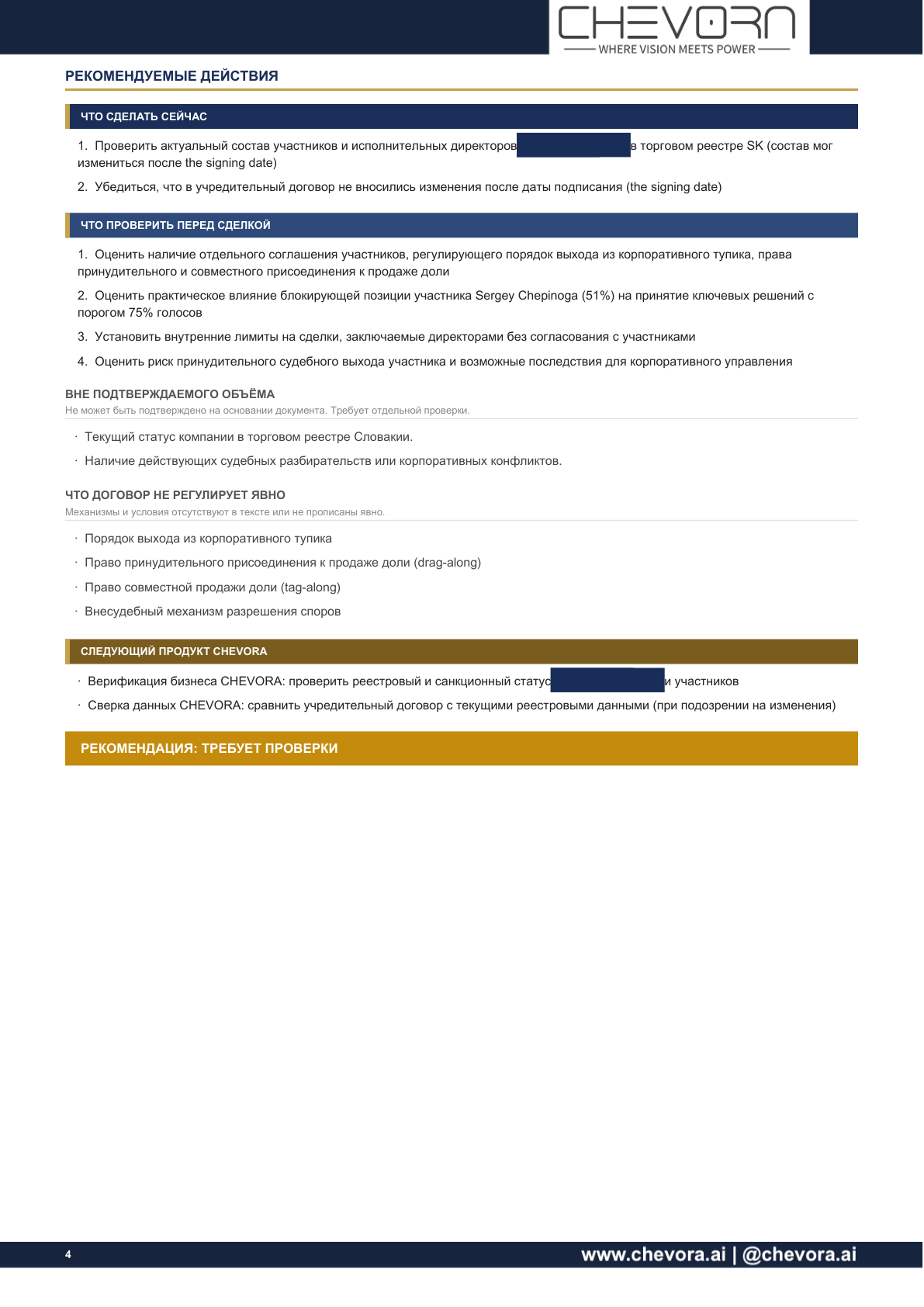 Recommended actions